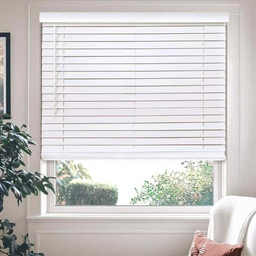 Pre-Cut White Cordless Room Darkening Faux Wood Blind 71x72 in - Picture 4 of 7