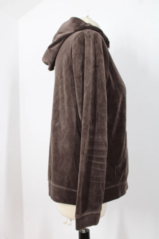 Sudadera Top Hale Bob L Terciopelo Marrón Con Capucha Canguro Bolsillo Foto 3 de 4