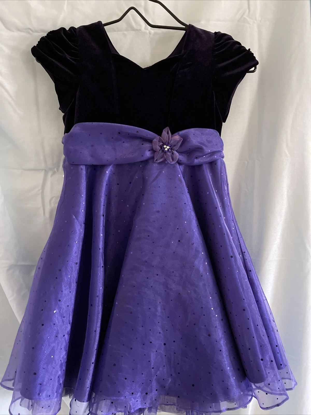 Jona Michelle Girl's Sparkling Sequin Purple Fanciful Party Dress-Size 6X