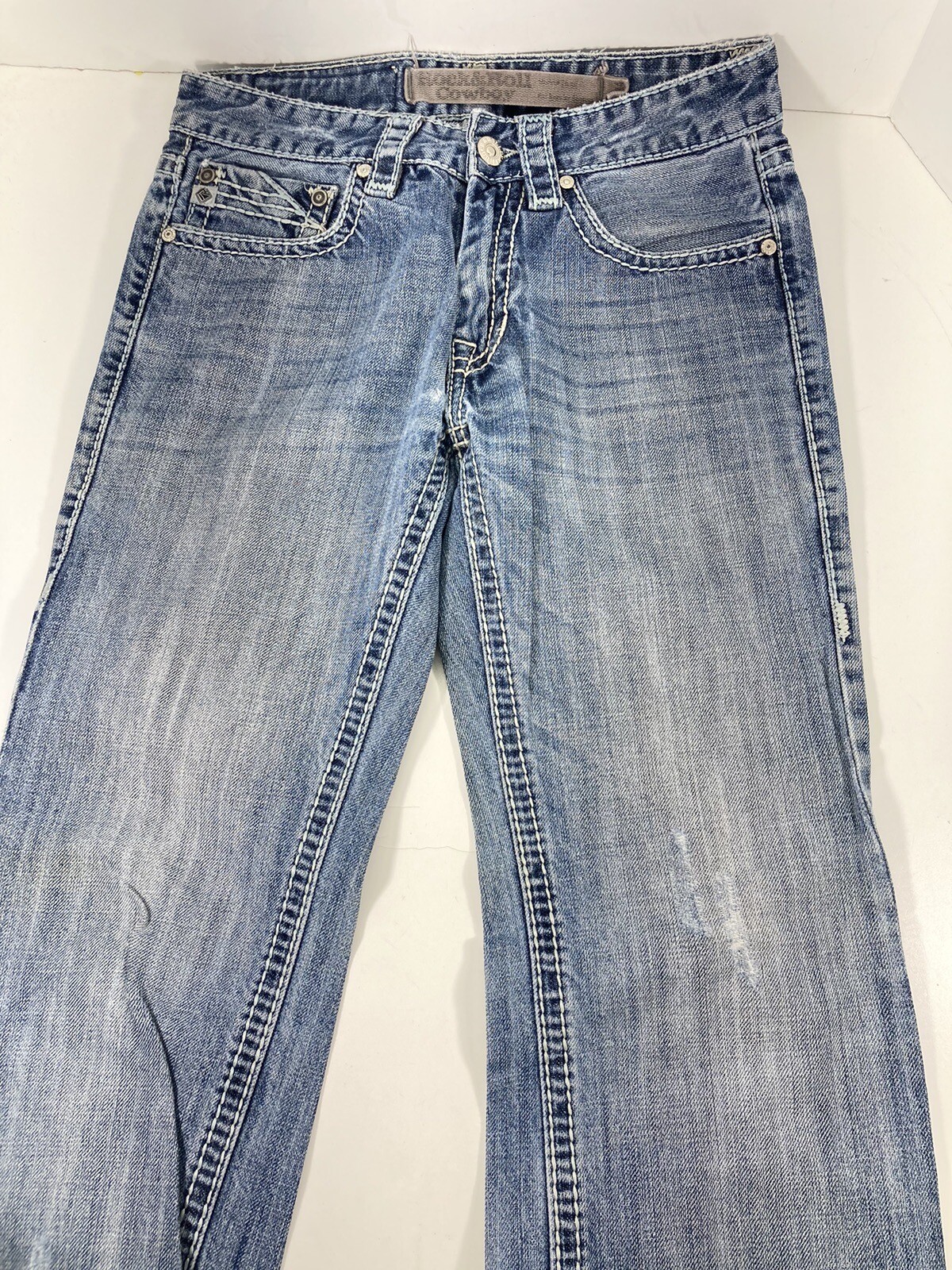 Rock Roll Cowboy Jeans Men Size 28X34 Blue Denim Boot Cut Relaxed Fit