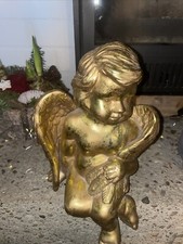 Weihnachtsengel gold sitzend Keramik