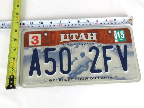License Plate Utah Life Elevated Greatest Snow on Earth Skier LP # A50 2FV - Picture 2 of 3