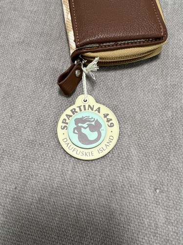 Spartina 449 Multi Wallet Wristlet Tropical Daufuskie Island Leather Linen Zip - Picture 16 of 19