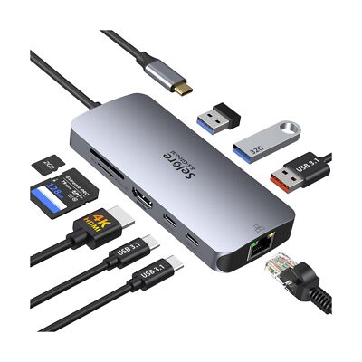 USB C Adapters for MacBook Pro/Air, Selore 9 in 1 USB C Hub with 4K HDMI, 2*1...