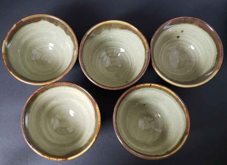 5-Hand-Thrown and Hand Painted Rice Soup Cereal Bowls - Image 3 of 4