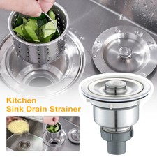 Kitchen Sink Drain Strainer Assembly w/Removable Deep Waste Basket Sealing Lid