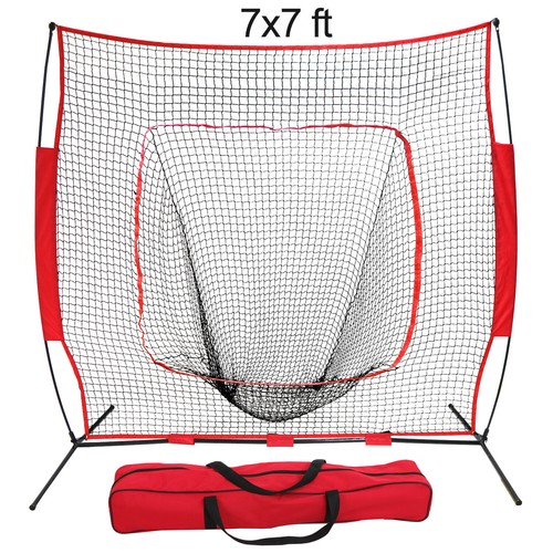 7'×7' Baseball Übungsnetz Schlag Pitching Net + Tripod Schlag T-Shirt mit Tragetasche - Bild 4 von 13