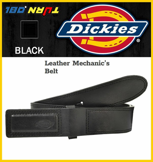 Dickies MENS All Black Leather Belt NoScratch Mechanic Buckle 11DI02L4