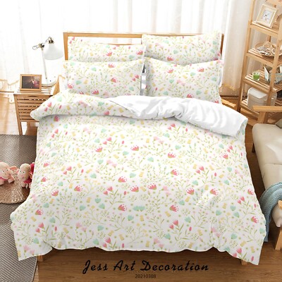 3D Flowers Flora Pattern Quilt Cover Set Bedding Sets Pillowcases Queen 39
