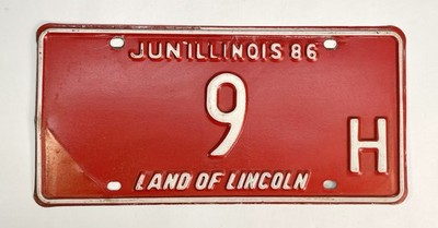 Vintage 1986 Illinois License Plate - Rare Red Single Digit #9 Low Number