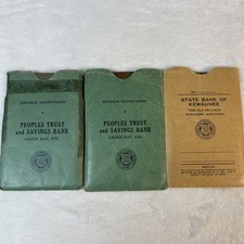 Lot 3 VTG Bank Savings Books Peoples Trust State Green Bay WI 1957–67 Sleeves
