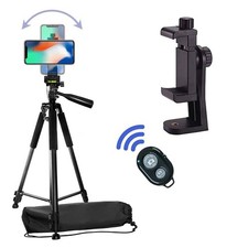 60" inch Camera Tripod and Universal Rotating Phone Mount for iPhone  Samsung