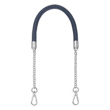 62cm/24.4" PU Leather Braided Purse Strap Deep Blue, Silver Buckle 
