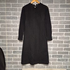 Toni Todd Women Crochet Classic Black Vintage Long Sleeve Dress