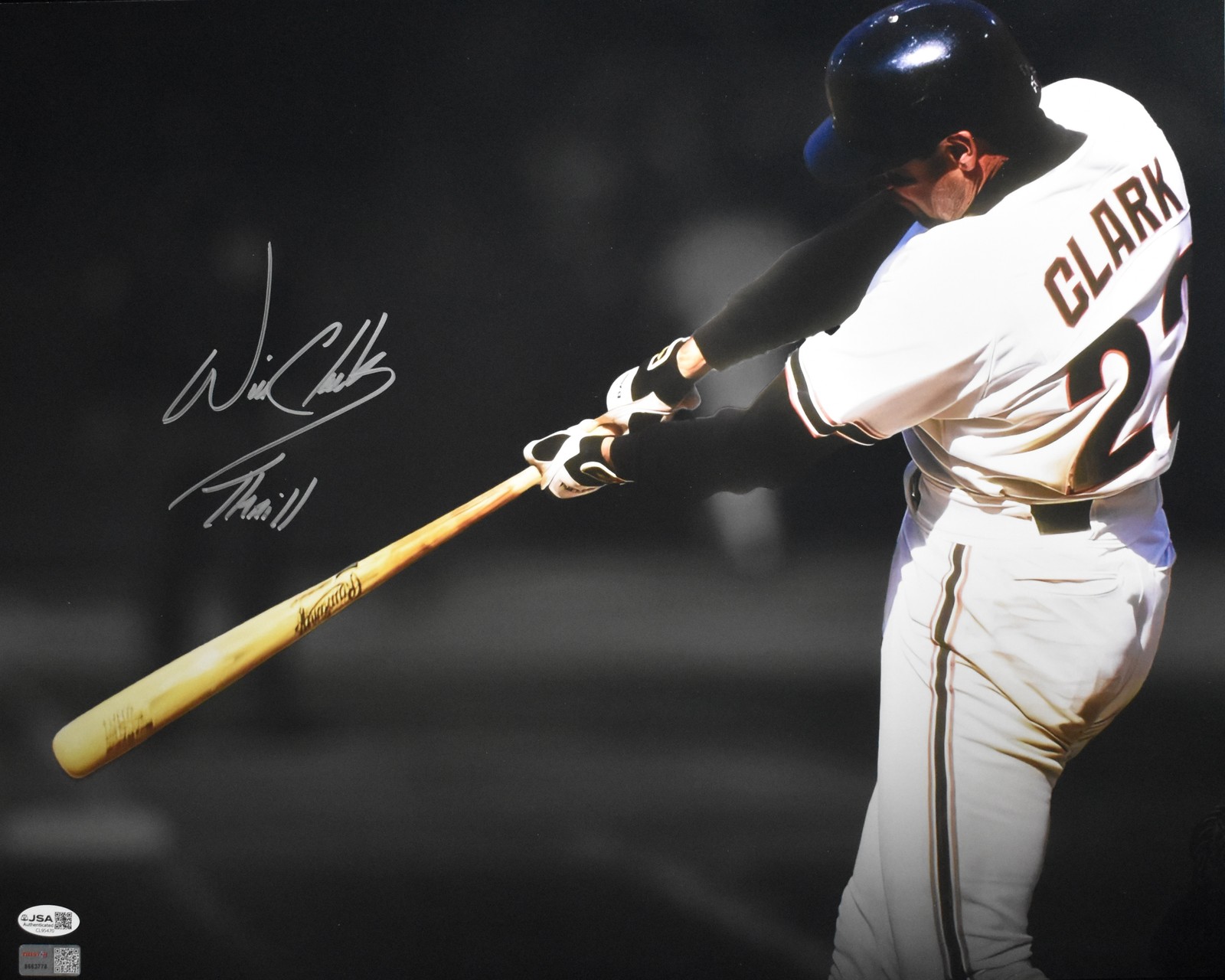 Will Clark Signed/Inscribed "Thrill" San Francisco Giants 16x20 Photo JSA 205228