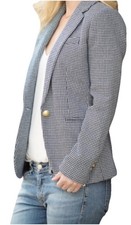 JCREW Campbell Blazer-Black White Houndstooth Check-Gold Button-Sz 10-NEW