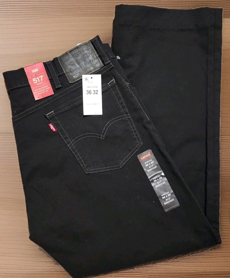 's 36x32(30) Black Denim Stretch Western Hemmed