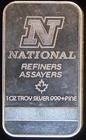 National Refiners Assayers Canada Serial Rare Vtg Bullion-0.999 Silver 1 Oz Bar