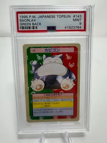 PSA 9 Snorlax #143 Green Back 1997 Japanese Topsun MINT