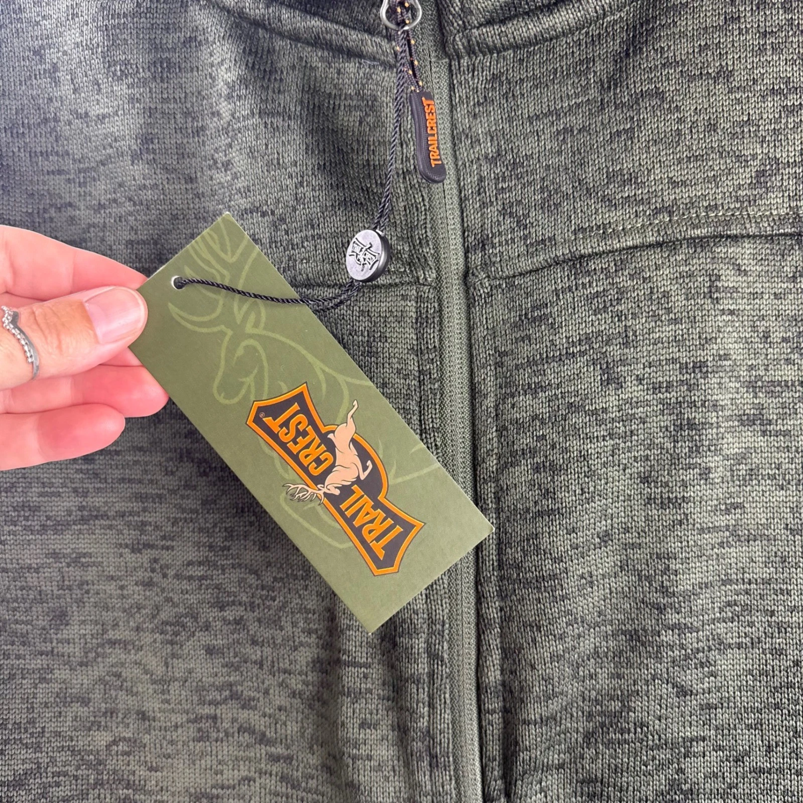 Trailcrest Fleece Jacket Mens XL Green Full Zip Mock Neck Sweater (1852) image 4