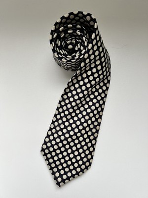 Turnbull & Asser Tie Mens Silk Navy & White Polka Dots Made in England 3.75 x 57