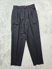 Escada by Margetha Ley Womens New Wool Pleated Navy Trousers 40 Pants NWT