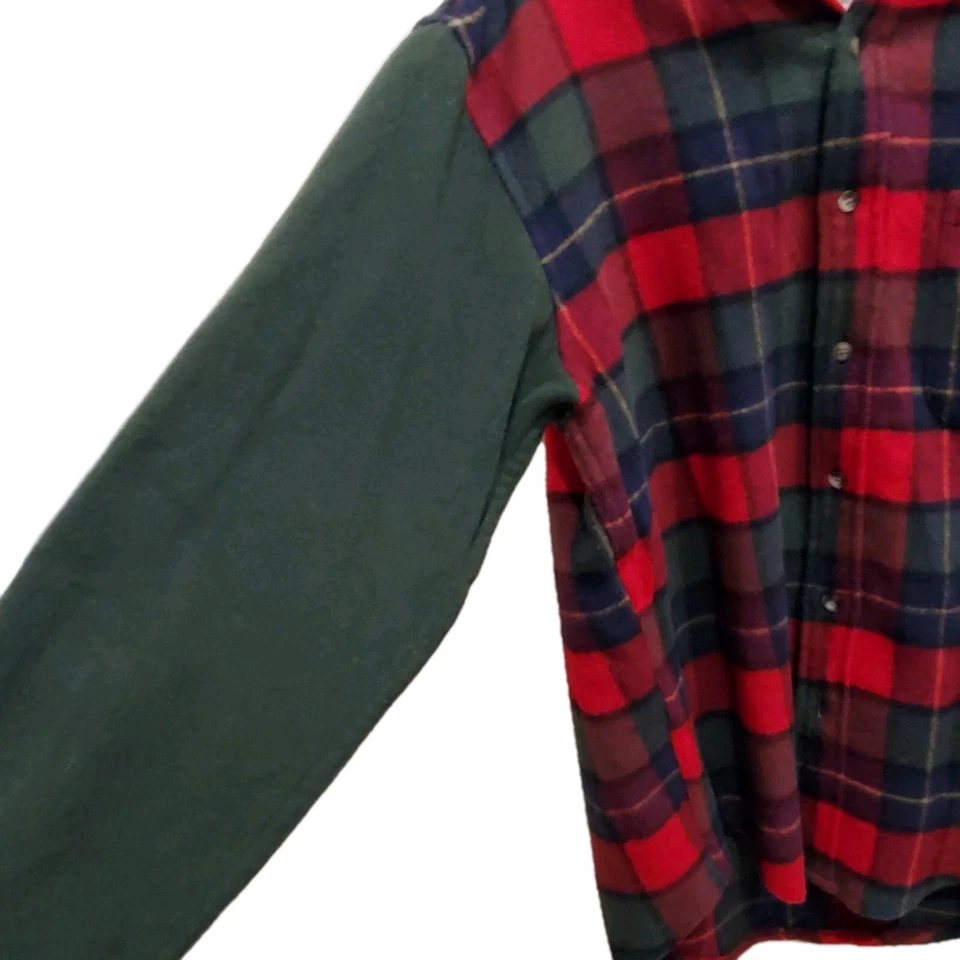 Vtg 90s Eddie Bauer Wool Flannel Shirt Plaid Jacket S Colorblock Rare Preppy Y2k - Image 3 of 4
