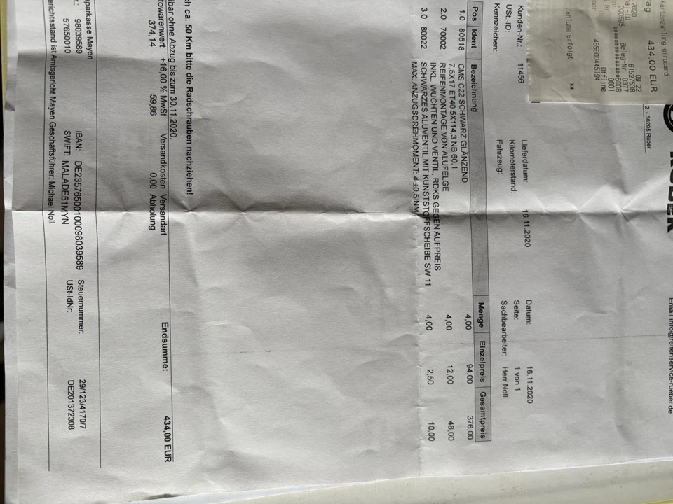 4 Winterreifen Auf Schwarzen Alufelgen 225/65/R17 Gut Erhalten - Bild 3 von 3