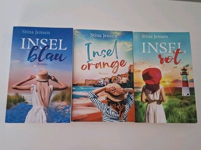 Stina Jensen Insel Farben Reihe 3 Bände Blau, Orange, Rot