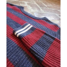 Hanna Andersson Striped Sweater Kids US 8 130 cm Blue Burgundy White Trim