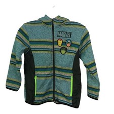 Marvel Coat Jacket Size 7 Boys Childs Marvel Characters Hood Green Blue Gray