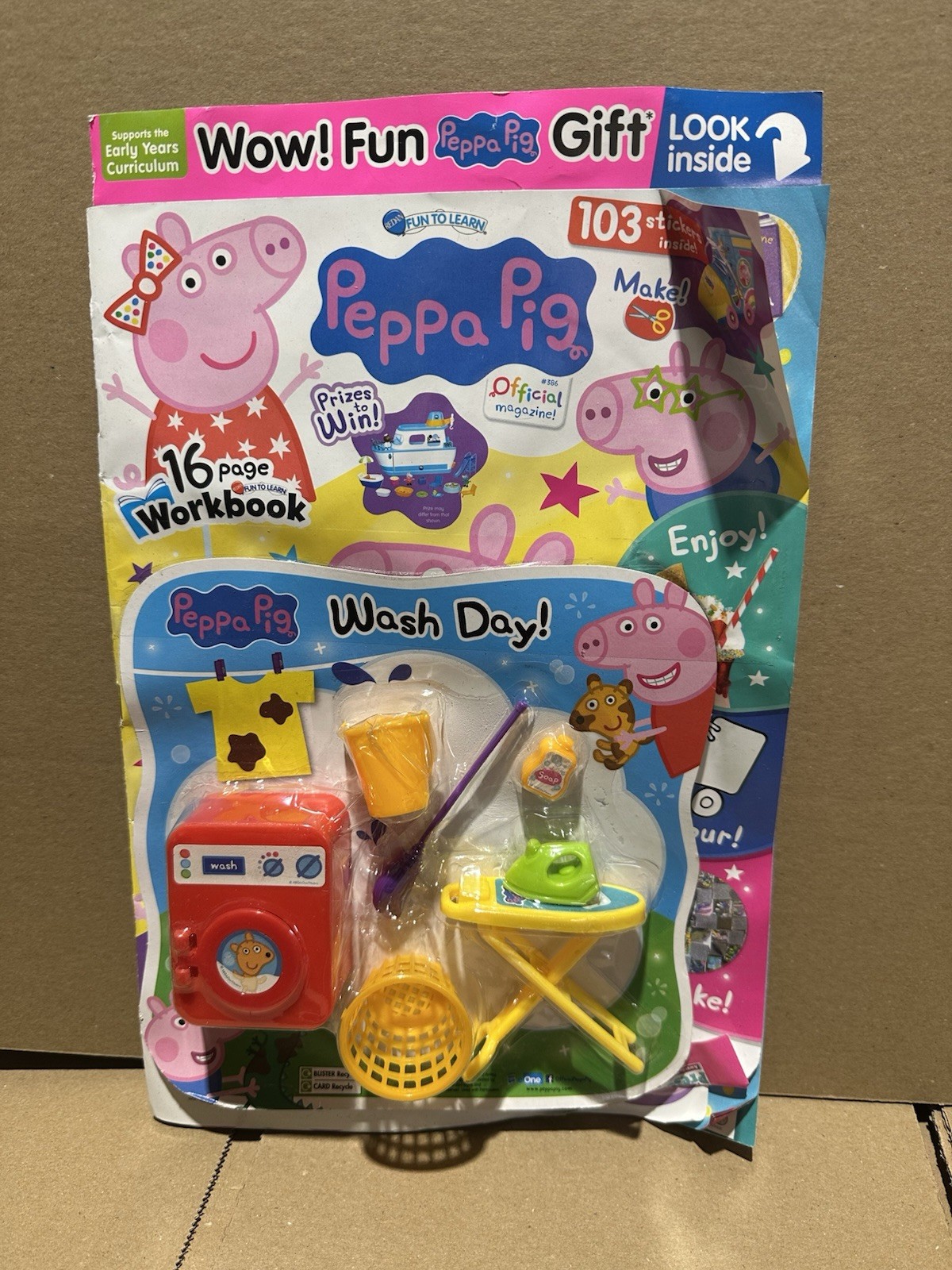 Fun to Learn Peppa Pig magazine #386 + Wash Day Play Set Rare Old Issue