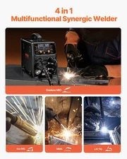 MIG Welder 200Amps 4-in-1 Welding Machine - Gas MIG, Flux Core, Stick, Lift TIG
