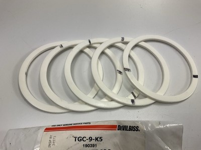 (5) Devilbiss TGC-9-K5 Cup Lid Gasket Tri-Seal Gasket Repair Part