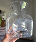 VTG Double Spout 8" Clear Heavy Water Bottle Pitcher Blenko ? Textured Art Glass