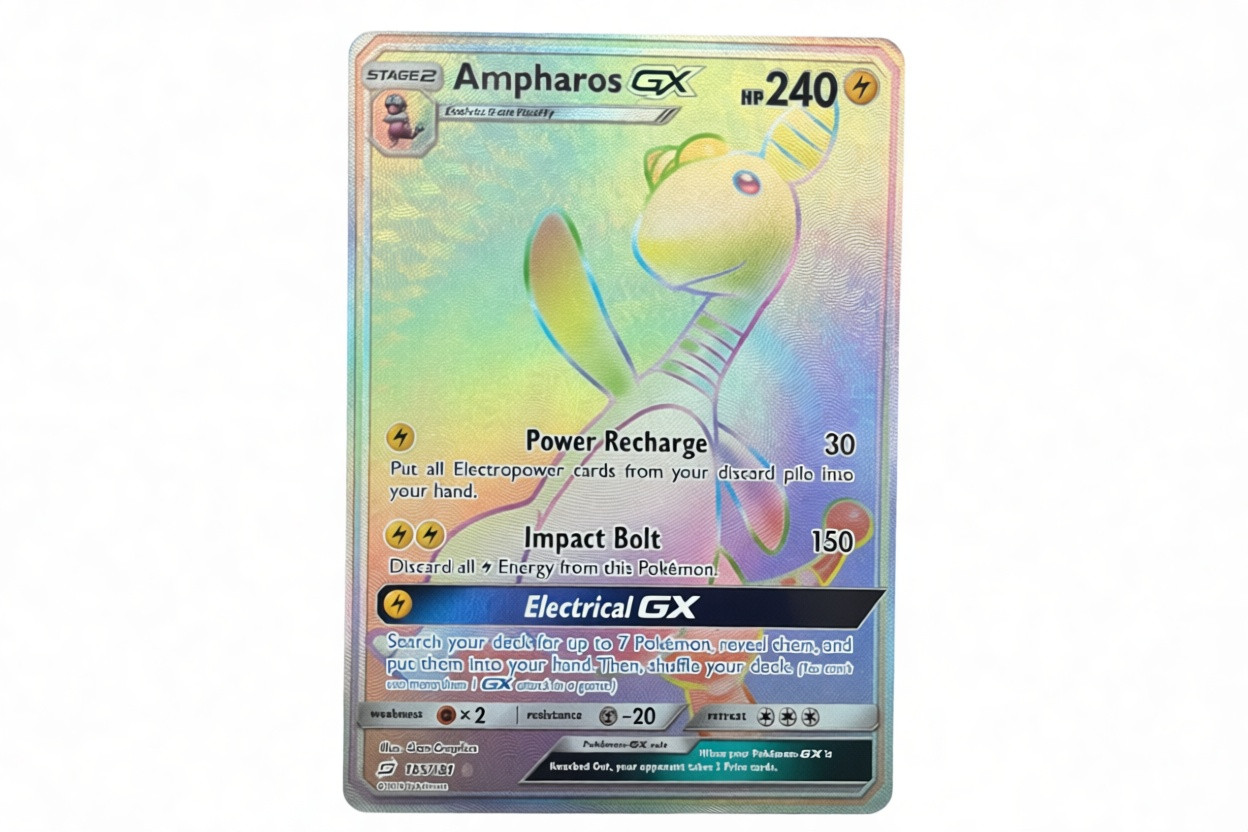 Ampharos GX 185/181 Rainbow Rare Secret – Team Up – Pokémon Card – NM