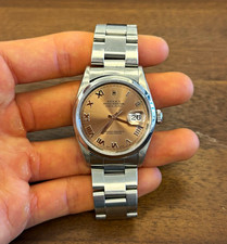 Rolex Datejust Stainless Steel Pink Dial Roman Numerals Automatic Date Watch