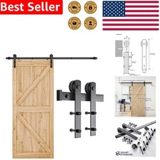 6.6ft Barn Door Hardware Kit Heavy Duty Matte Black Sliding Door Track