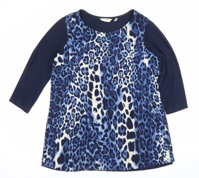 Julipa Damen blau Leopardenmuster Etuikleid Größe 14 3/4-Arm