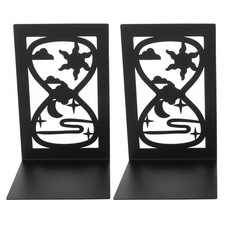  2 Pcs Book End Metal Bookends Hollow Hourglass Shaped Decorative Unique