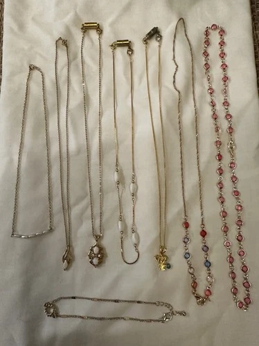 Vintage Lot Of Costume Jewelry - Necklaces & 1 Anklet, Part of Estate
