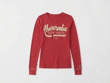 Abercrombie & Fitch Red Long Sleeve Graphic Top