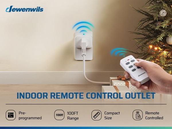 DEWENWILS Wireless Remote Control Outlet Switch, 3 Outlets 1 Remote, 100FT RF