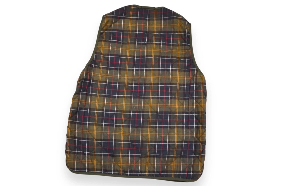 Barbour Waistcoat Zip Quilted Vest Liner Classic Tartan England Size 44 - Image 2 of 4