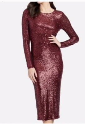 sequin cowl back midi dress Bebe Women's Sequin Cowl Back Midi Dress