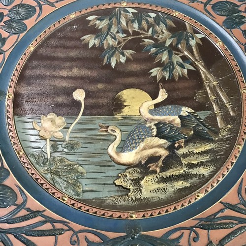 Antique Mettlach Villeroy & Boch Art Nouveau Asian Bird Wall Charger Plate 1500 - Picture 2 of 10