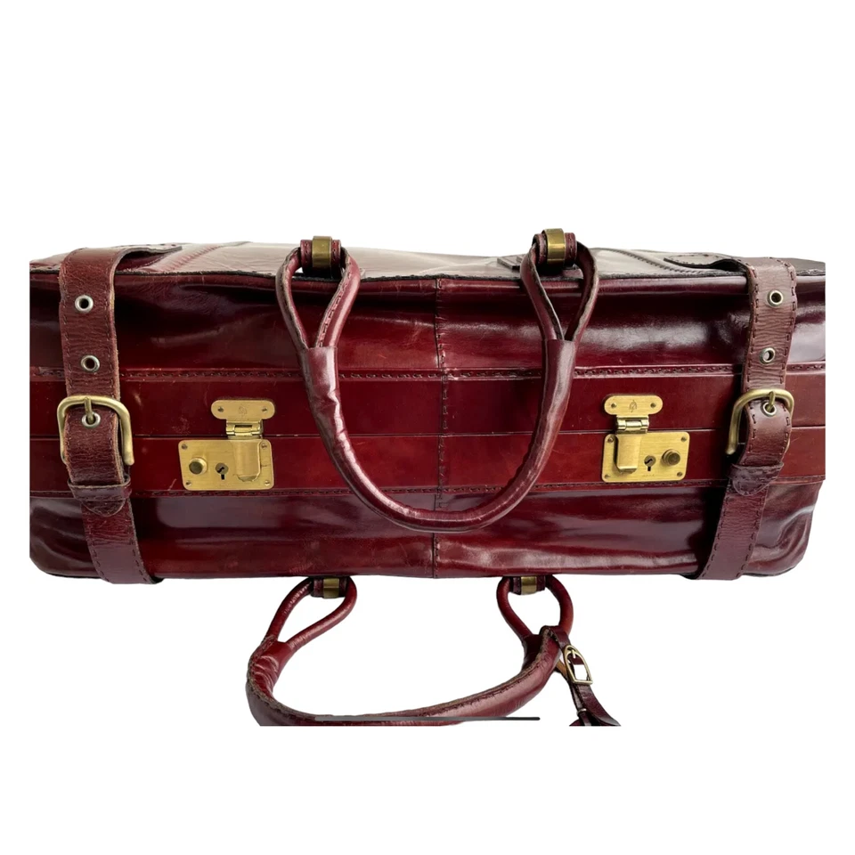 Vintage Echt Leder Reisetasche Braun weekender Koffer Leather Travel Bag - Bild 4 von 4