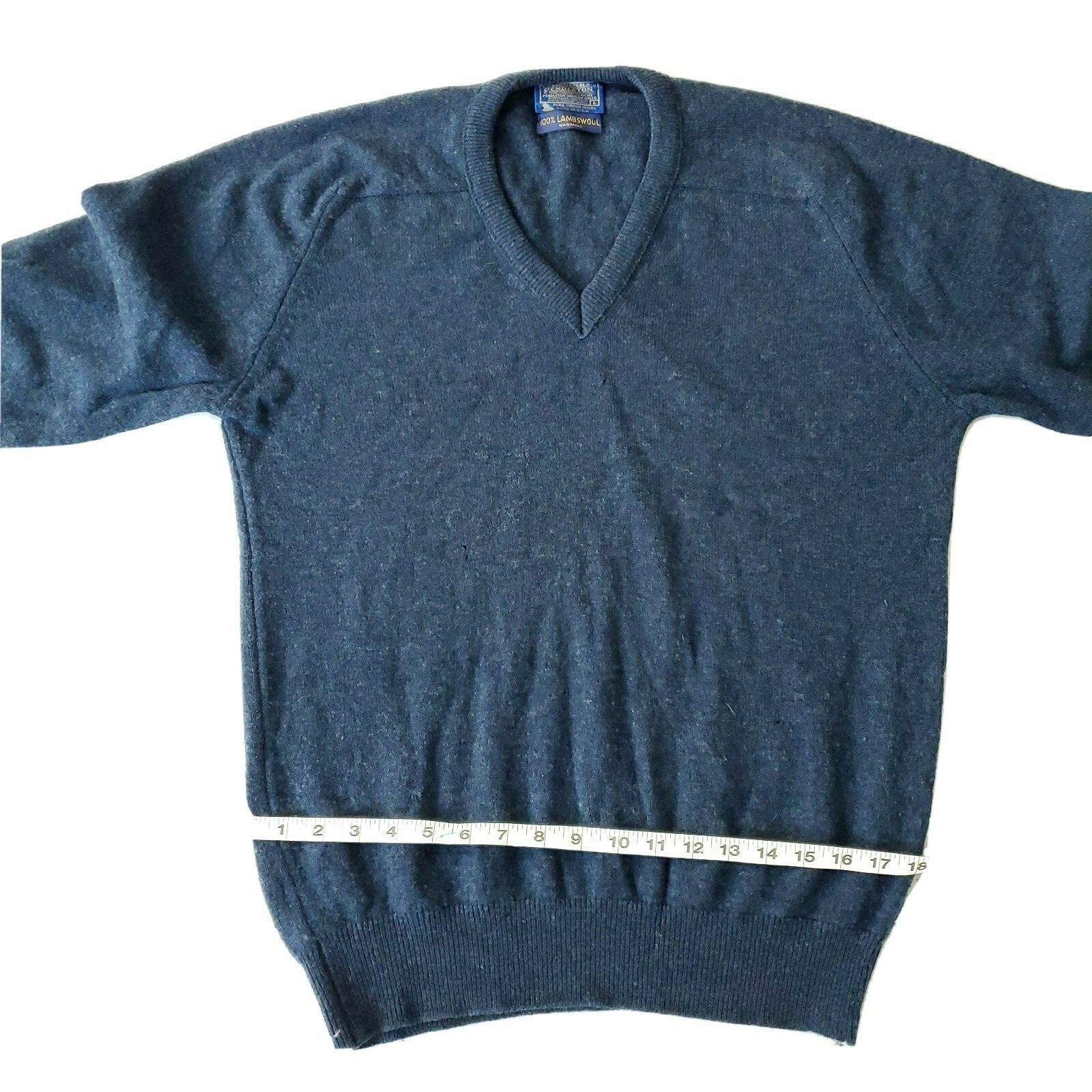 Pendleton Gray Blue Lambswool Pullover Sweater Me… - image 8
