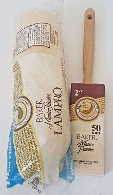 New Vintage Lot BAKER MASTER PAINTER 2  Paintbrush and Roll Lampro Made USA