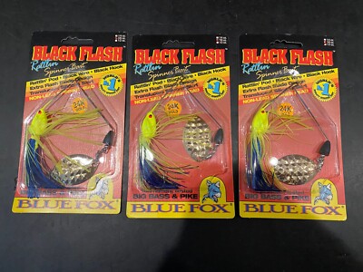 Blue Fox Black Flash Rattling Spinner Bait 3/8oz  Chart Blue Lot Of 3